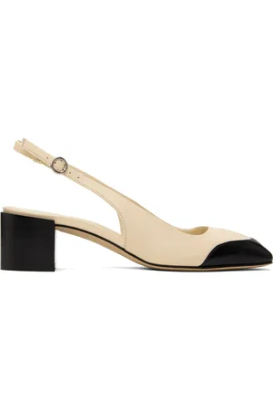 Aeyde Off-White & Black Augusta Heels