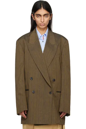 DRIES VAN NOTEN Brown Double-Breasted Blazer