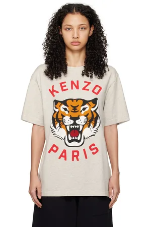 Kenzo Gray Paris Lucky Tiger T-Shirt