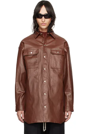 Rick Owens Burgundy Oversized Outershirt Denim Shirt