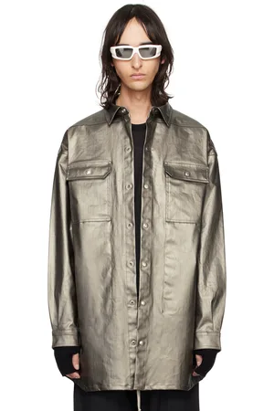 Rick Owens Gunmetal Oversized Outershirt Denim Shirt