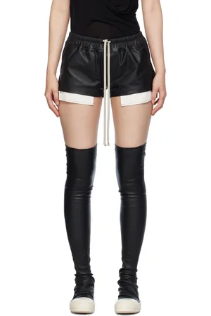 Rick Owens Black Fog Leather Shorts