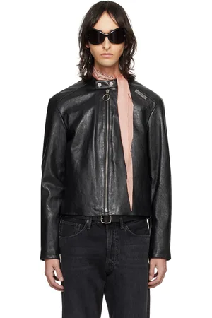 Acne Studios Black Band Collar Leather Jacket