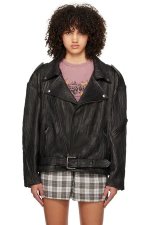 Acne Studios Black Crinkled Leather Jacket