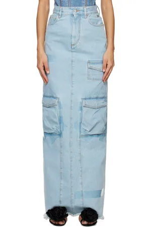 GCDS Blue Ultracargo Denim Maxi Skirt