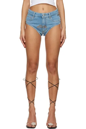 GCDS Blue Embroidered Denim Shorts