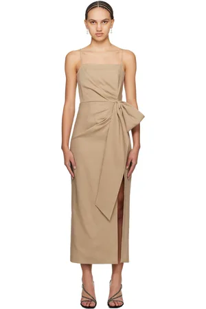 Msgm Tan Flamed Maxi Dress