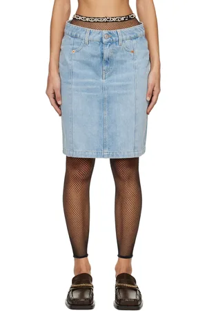 MARTINE ROSE Blue Narrow Front Denim Miniskirt