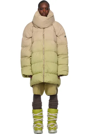 Rick Owens Moncler + Taupe & Green Down Coat