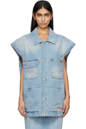 MARTINE ROSE Blue Faded Denim Vest