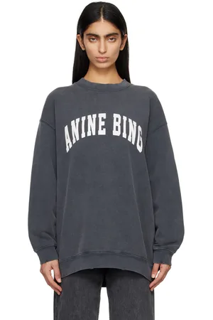 Anine Bing Tiger Sweatshirt in Forest Green - Black White Denim