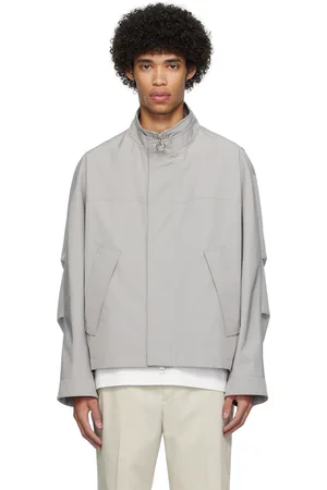 Solid Gray Stand Collar Jacket