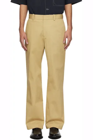 Solid Beige Wide-Leg Trousers