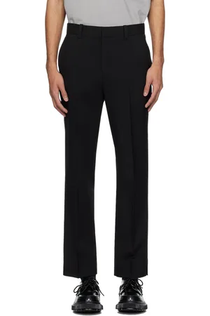 Solid Black Straight-Leg Trousers