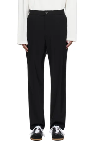Solid Black Concealed Drawstring Trousers