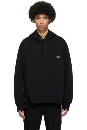 Solid Black Expansion Panel Hoodie