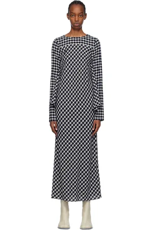 SHANG XIA Black & White Check Maxi Dress