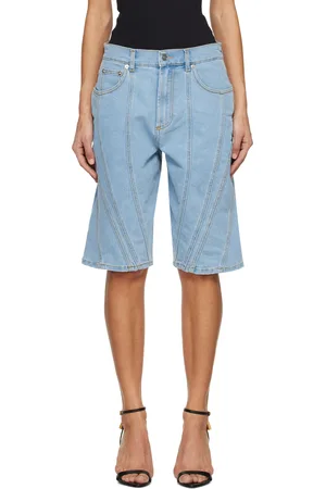 MUGLER Blue Spiral Denim Shorts