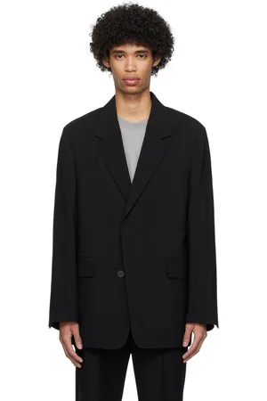 Solid Black Concealed Button Blazer