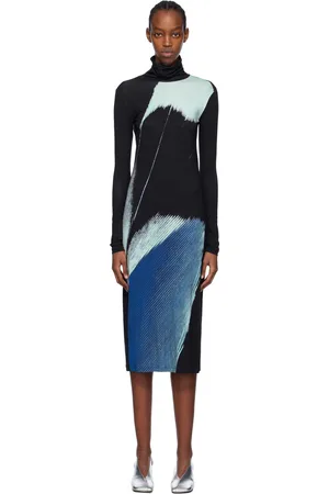 SHANG XIA Black Printed Midi Dress