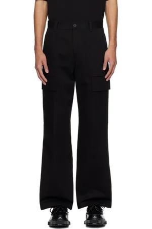 Solid Black Wide-Leg Cargo Pants