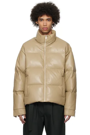 Nanushka Taupe Marron Vegan Leather Down Jacket