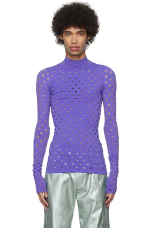 Maisie Wilen Purple Perforated Turtleneck