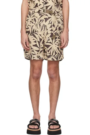 SACAI Beige & Brown Printed Shorts