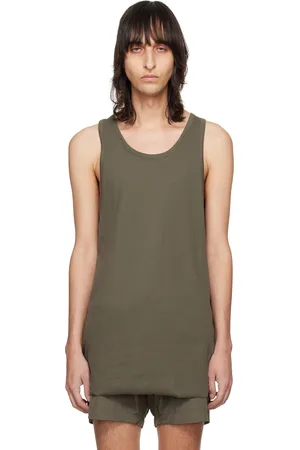 THOM KROM Khaki Raw Edge Tank Top