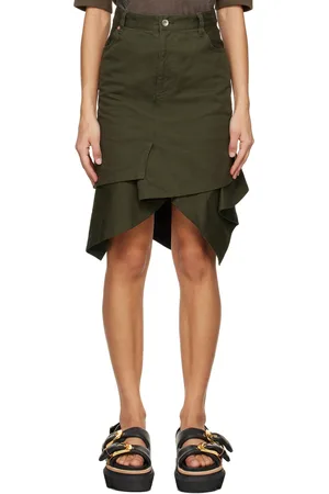 SACAI Khaki Asymmetric Midi Skirt