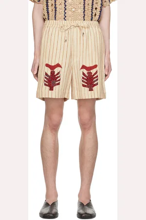 HARAGO Off-White Striped Shorts