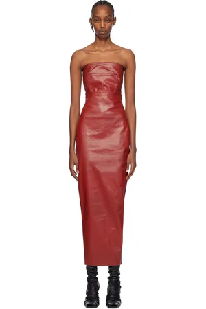 Rick Owens Red Dirt Pillar Denim Maxi Skirt