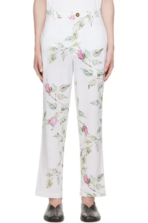 HARAGO White Floral Trousers