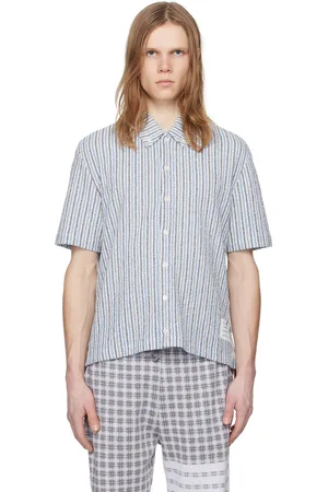 Thom Browne Blue & Gray Striped Shirt