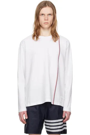 Thom Browne White Striped Long Sleeve T-Shirt