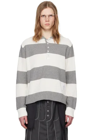 Thom Browne Gray Striped Polo