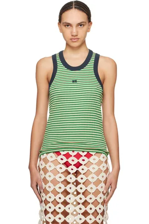 WALES BONNER Off-White & Green Sonic Tank Top