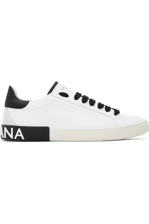 Dolce & Gabbana White Calfskin Portofino Vintage Sneakers