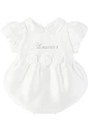 MISS BLUMARINE Baby White Crystal-Cut Romper