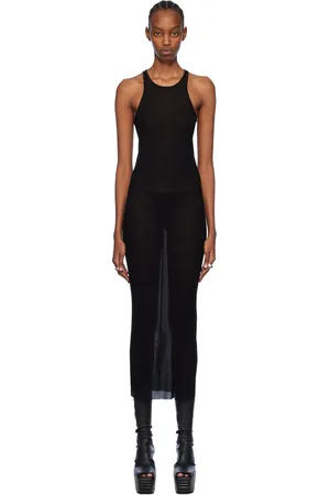 Rick Owens Black Ribbed Midi Dress