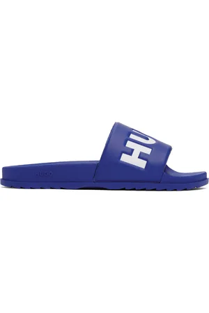 HUGO BOSS Blue Logo Strap Slides