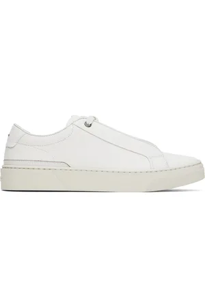 HUGO BOSS White Grained Leather Sneakers