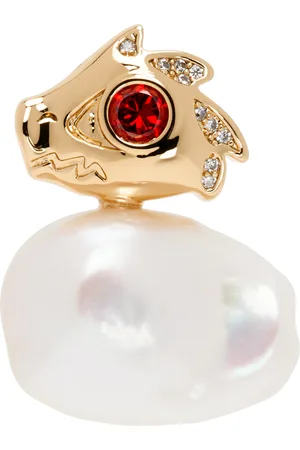 Jiwinaia Gold & White Dragon Pearl Single Earring