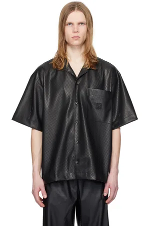 HUGO BOSS Black Perforated Faux-Leather Shirt