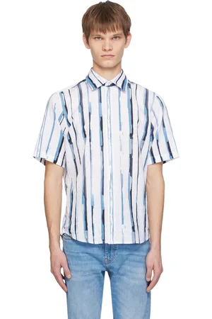 HUGO BOSS White & Blue Printed Shirt