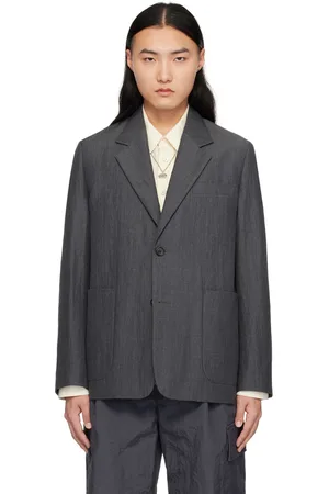 Solid Gray Crinkled Blazer