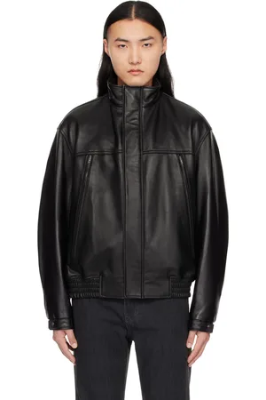 Solid Black Hooded Leather Jacket