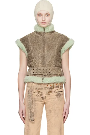 KNWLS Brown Rex Shearling Vest
