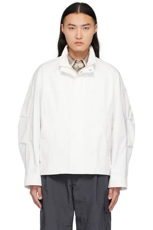 Solid White Stand Collar Jacket
