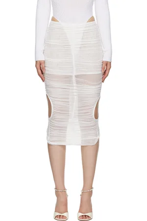 MUGLER White Draped Midi Skirt